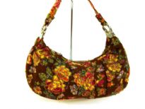 Sequin Hand Beaded Floral Pattern Tapestry Bag with Single Handle. 