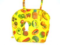 Fruit inspired beach bag made with double shoulder straps and a zipper closure. Made of 100% Cotton. 