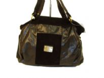Designer Inspired PU & Suede combination Shoulder Bag with a zipper closure and a double handle.