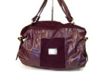 Designer Inspired PU & Suede combination Shoulder Bag with a zipper closure and a double handle.