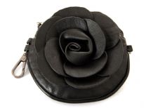 Faux leather Flower Clutch Bag with Metal shoulder strap.