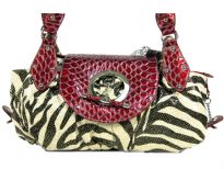 Designer Inspired Metallic Zebra Print Handbag