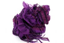 Ruffled & Crinkled 100% Acrylic Scarf in purple color with contrasting coffee & magenta stripes running through it vertically. Little fringes on the ends of the scarf. Imported.