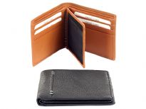 Carry your money in style. This is a superior quality genuine leather bi-fold men wallet. It has 8 credit card slots with 1 ID window. Features double bill bifold style. As this is genuine leather, please be aware that there will be some small creases and nicks in the leather but the wallet are all brand new.