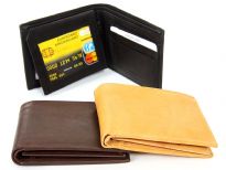 Carry your money in style. This is a genuine leather bi-fold double bill mens wallet. This wallet has 7 credit card slots, 2 ID windows and 1 center zippered pocket. There is a left lift-up flap. As this is genuine leather, please be aware that there will be some small creases and nicks in the leather but the wallet are all brand new. 