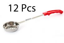 Stainless Steel 2 Oz. Food Portioner, Perforated, Red.Thickness: 0.9 mm Weight: 82 gms Length: 13 inches