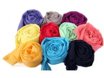 100% yarn dyed viscose scarf. Assorted Solid colors.