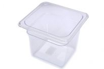 Clear Polycarbonate 1/6 size 6 inches deep food pan. NSF