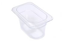 Clear Polycarbonate 1/9 size 4 inches deep food pan. NSF