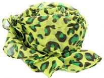 Cheetah Print in Black & Green over this  Lime Green Colored 100% Polyester Scarf. This scarf is pretty big in size so it can be used in multiple ways - as a shawl, stole, snood or headgear. Imported. Hand wash. 100% Polyester.