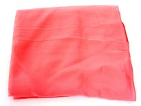 100% polyester solid color scarf in Pink. Size is approximately 72x40 approximately. Hand washable. Made in India.