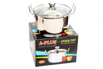 5-Quart Stainless Steel Cooking Stock Pot with Glass Lid. The bottom is encapsulated for high thermal conductivity to ensure even cooking.