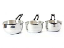 3 Pieces set of Aluminum Sauce Pan with Plastic coated Heavy Duty SS Wire Handle Riveted for Long Life. (6.0, 6.75 & 7.25 inches) Made In India