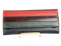 Genuine leather multi stripes ladies wallet