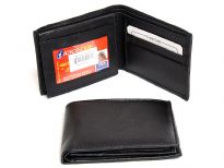 Carry your money in style. This is a genuine leather bifold mens leather wallet with 6 credit card slots and 2 ID windows. As this is genuine leather, please be aware that there will be some small creases and nicks in the leather but the wallet are all brand new. 