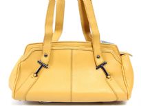 Faux Leather Double Handle Fashion Handbag. Top zipper closing.