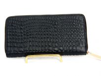 Genuine Leather crocodile embossed all round zipper wallet