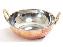 Hammered Copper stainless steel double wall Balti Dish