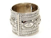 Metal Folding Bracelet, Size:2" Broad, Silver Plating, 6 Design Mix(6 Pieces in Box)