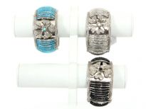 Folding Metal Bracelets, size: 1.5" Broad, (12 pieces Box) Colors - Black, Turquoise, Crystal - 4 each color