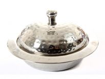 Stainless Steel Curry Dish with Dome Shaped Lid - Hammered by hand  