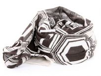 Black & white Print Cotton Scarf with hexagon like print on it. Lightweight & soft scarf can be used all year round and can be tied in any way. Imported. Hand wash.