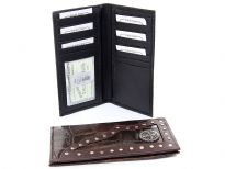 Crocodile embossed genuine leather Cross concho check book wallet