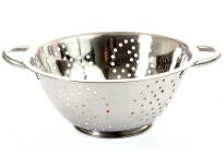 Stainless Steel 24 cm Colander. Hand Buffed and Hand Polished. Made in India.