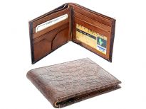 Carry your money in style. This is a crocodile embossed genuine leather double bill bifold wallet. As this is genuine leather, please be aware that there will be some small creases and nicks in the leather but the wallet are all brand new. 