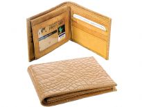 Genuine leather crocodile embossed men bi-fold double bill wallet. As this is genuine leather, please be aware that there will be some small creases and nicks in the leather but the wallet are all brand new. 