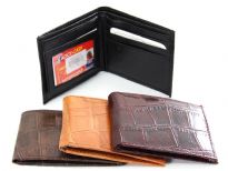 Crocodile embossed faux leather bi-fold men wallet