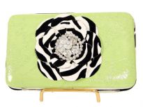 Flower snap button clutch wallet with back pocket