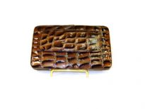 Croco embossed snap button clutch wallet with front pocket