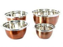 Stainless Steel 4 Pieces German Bowl set colored Copper( 1.5, 3, 5 & 8 Qrt)