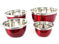 Stainless Steel German Bowl 4 pieces set colored Red( 1.5, 3, 5 & 8 Qrt)