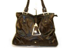 Designer Inspired Shoulder Bag has a top zipper closure and a double braided handle. Bag has a sunrise detail in the bottom. Bag is made of PU (polyurethane).