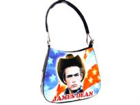 James Dean single Handle Bag. The bag has top zipper closing.
