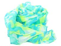 This army print polyester scarf in neon lime green with shades of blue can be teamed up with a dress or shirt to suit any occasion in any kind of weather. Imported. Hand wash.
