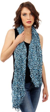 Leopard spots pattern this breezy crinkled  scarf for a double dose of on-trend appeal. Two tone leopard print over solid color background. Can be used in multiple ways with nay kind of outfit. 