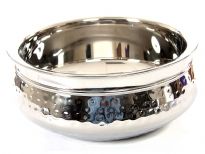 Stainless Steel 1400 ml Double Wall Hammered Moroccan Dish Bowl. Made in India.