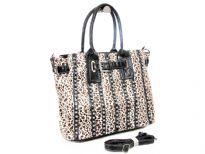 Animal Print rhinestones studded bag. The has bag double handle, adjustable shoulder strap and top zipper closing.