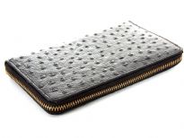 Ostrich embossed genuine leather ladies zipper wallet