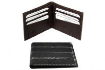 Carry your money in style. This is a double bill genuine leather bi-fold mens wallet. This HOLBORO brand wallet is made of high quality cowhide. There are 6 slots for credit cards.  As this is genuine leather, please be aware that there will be some small creases and nicks in the leather but the wallet are all brand new. 
