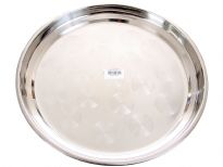 Stainless Steel 14 inches swirl round tray. Hand polished and Made in India