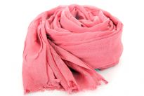 Beautiful Pink colored scarf has horizontal open weave pattern. Long twisted fringes completes this 100% viscose scarf. Classy scarf can also be teamed up with a formal dress as a shawl. Imported. 