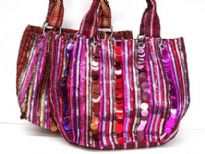 Multi Colored Sequins Fabric Tote Bag with double shoulder straps.