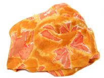 Bright mustard 100% silk scarf with tribal objects print in coral color. This square scarf is lightweight & very soft to use. can be used as a headband or around the neck. Made in India.