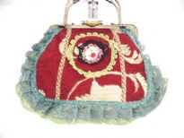 Antique Hand Beaded Lace Bag