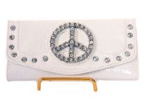Crocodile Embossed PVC Peace sign check book wallet