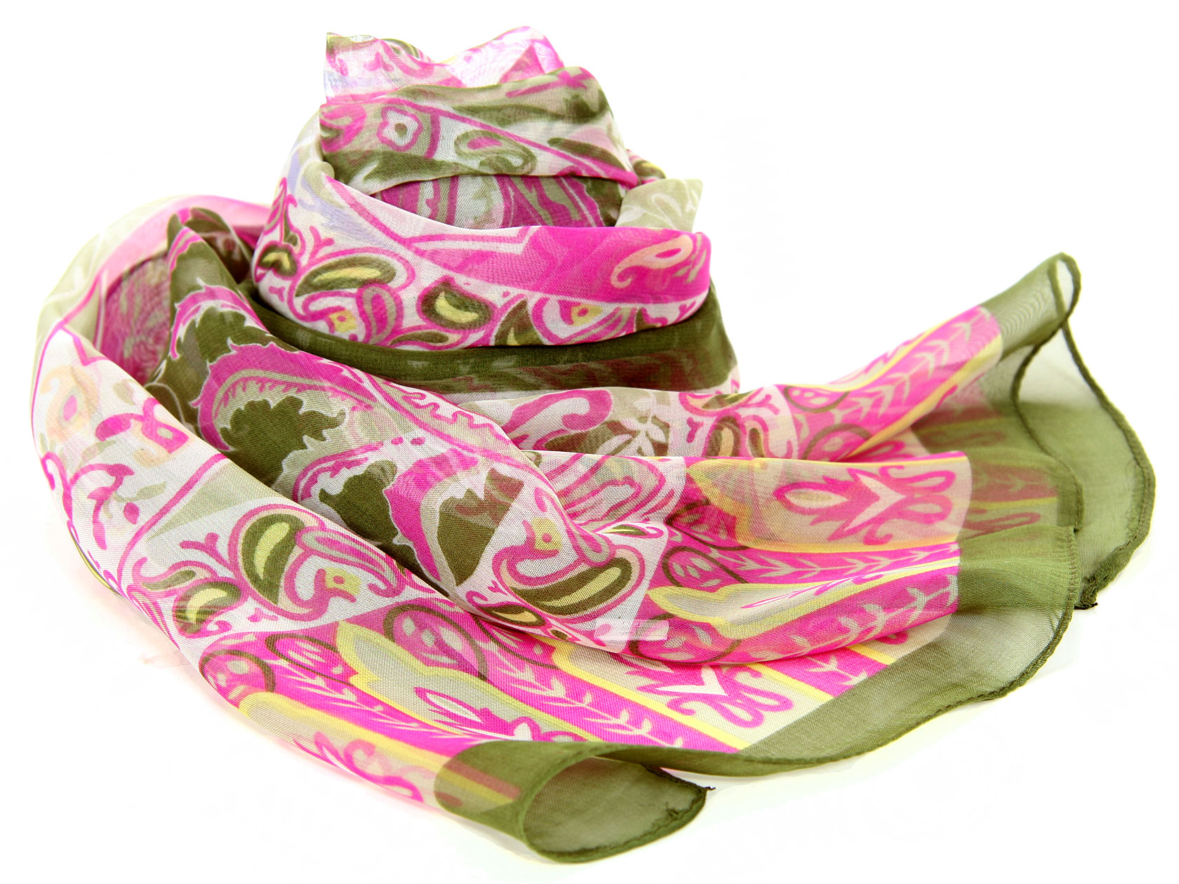 Women's Green with Pink Printed Scarf in Green/Pink 20 x 65 inches 77
